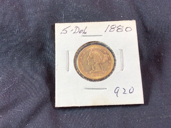 1880 $5 Gold Liberty (x1)