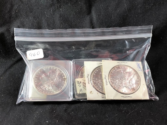 (5) 1887-P Morgan Silver Dollars (x5)