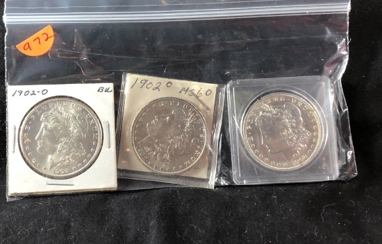 (3) 1902 Morgan Silver Dollars (x3)