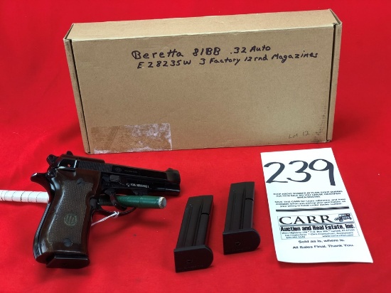Beretta 81BB, 32 ACP/7.65-Cal., Italian Forestry Crop Pistol, Stamped CFS w/Eagle, (3) Factory 12-Rd