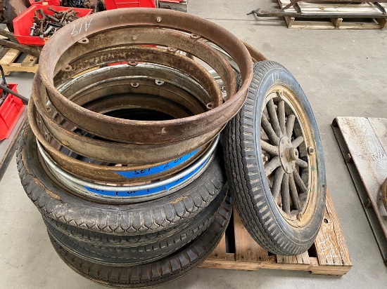 Model T Rims, Wheels, & (2) Tires "Local Pickup Only"