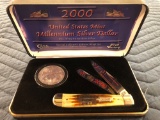 Case 2000 US Mint Millennium Silver Dollar/Knife Set (#429)