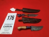 (2) Handmade Damascus Steel Custom Knives