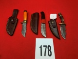 (3) Handmade Damascus Steel Custom Knives