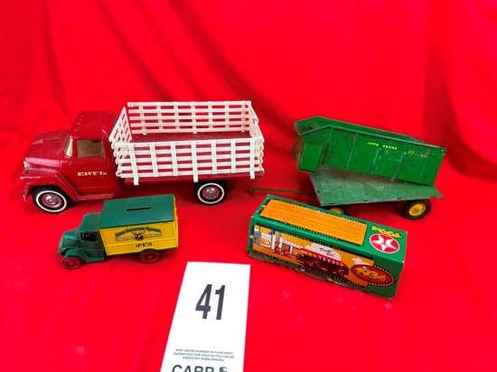 Box Ertl Truck, John Deere Wagon, (2) Toy Trucks