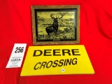 John Deere Plow & Deer Crossing Sign