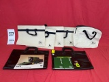 (2) John Deere Leather Type Folios & (5) Canvas Bags