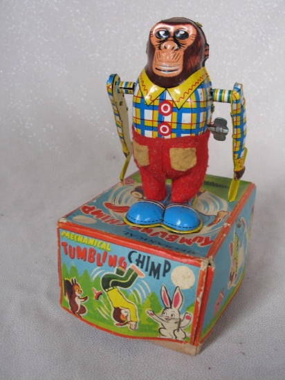 Boxed 1960 Japan clockwork "Tumbling Chimp"