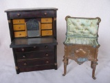 Antique 1910s German Dollshouse Dresser & trinket box