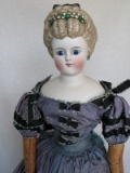 Rare German 1870s Bisque Lady with Extravagantly Sculpted Hair 20