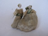 Seven antique German Dollhouse dolls:- Four