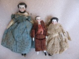 Antique Dollhouse miniature dolls:- Four shoulder