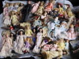 Forty plus modern porcelain Dollhouse dolls