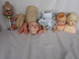 Box of doll heads & doll