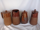 Four pottery Langley Ware Coffee jugs.