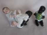 Bisque c1900s German Figurines:- Co-joined black/