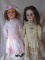 Two antique bisque dolls. Recknagel 1909 52cm, eyerim chip, sleep eyes, o-m