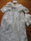 Antique white wear Christening gown 80cm broderie anglaise and flower embro