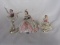 Three Dresden porcelain lace figurines:- Dancer 11cm with tipped fingers. S