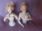 Two Arms Away German Half Dolls. Turned head arms away 12.5cm holding hanki