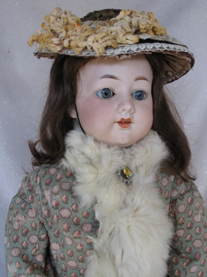 German Herm Steiner child 1910s bisque 24" (61cm). Blue gray glass sleep ey