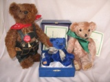 Three Mohair Bears:- Teddy Hermann 31cm character bear in leather lederhaus