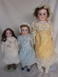 Three antique bisque dolls:- A/Marseille Mabel s/head 51cm, forehead hairli