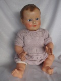 Celluloid 1930-40s French Petitcollin 'Colin' Baby 55cm, brown molded hair,