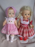 Two early 50s Pedigree 25.5cm Delite HP dolls, replaced and removed wigs, r