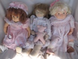 Four mixed dolls:- Dolls by Pauline 41cm cloth doll & 46cm & 53cm vinyl Pau