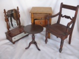 Vintage / Antique dolls furniture:- Bamboo / wood side table 23cm. Wood / b