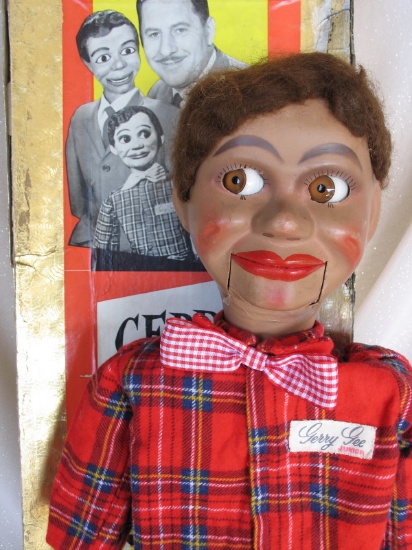 Boxed all original Gerry Gee 1960 Ventriloquist doll in original gold box 5