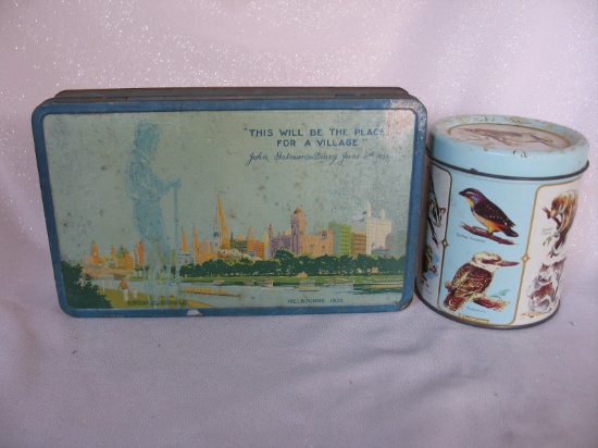 Two vintage Australian Tins:- 1935 Phoenix Biscuit Co / Wilson Bros John Ba