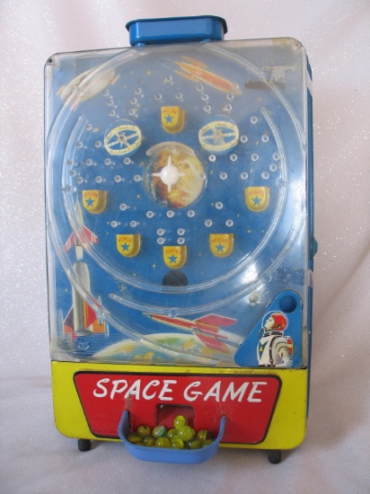 Japan 1960s Tomiyama 'Space Game' child tin litho game. All original with m
