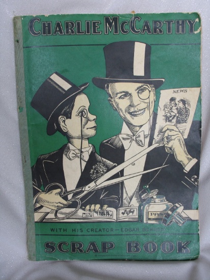 Vintage scrapbook Charlie McCarthy full of pre WW11 clippings and 1937 tele