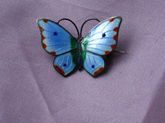 Beautiful Kozminsky "Butterfly" brooch. Sterling Silver 925 and blue enamel