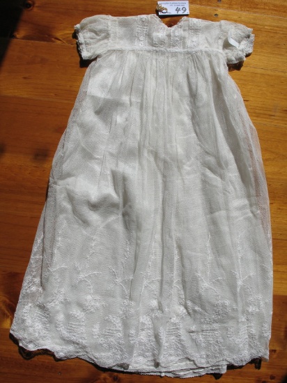 Two cotton antique Net Lace dresses. Baby/toddler 62cm / 68cm with embroide