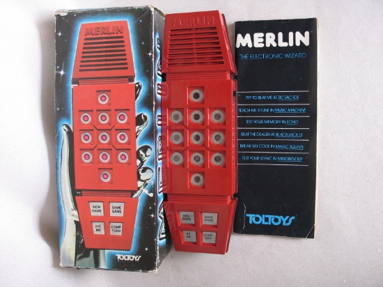 Mint boxed 1978 "Merlin" Toltoys/Parker Bros hand held electronic b/o game,