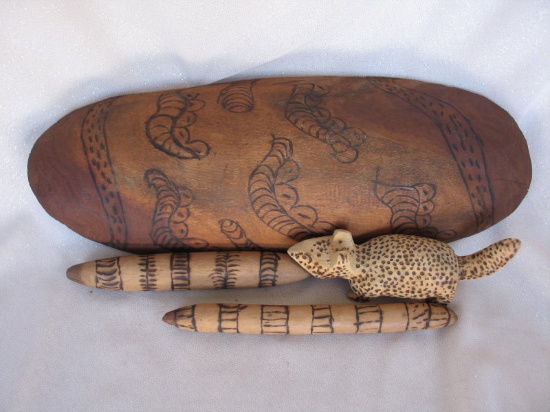Alice Springs Aboriginal artifacts 1972. Mulga wood hand carved 40cm Coolam