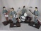 Set of Hamilton 1991 Beatles figures with hang tags instruments. George's p