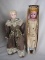 Two Antique Dolls:- German Wax over 'Little Daughter' papier mache 14