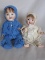 Four Japan Bisque Babies:- Morimura Bros 24cm in blue knit with s-eyes, Mor