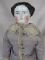 Antique German Chinahead c1860-1870 shoulder head 47cm. Center part with lo