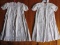 Two Antique cotton baby white wear dresses:- 68cm with lace bodice, flower