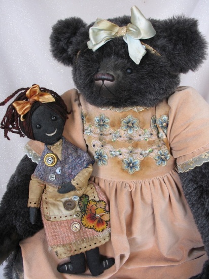 Original artist Marnie Pantano bear & friend character bear 27" (69cm) 36cm