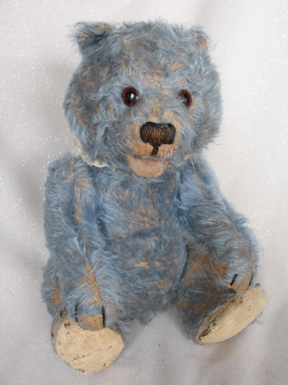 Very rare Blue 'Baby' bear c1930s 14" (36cm). Vibrant blue color mohair wit