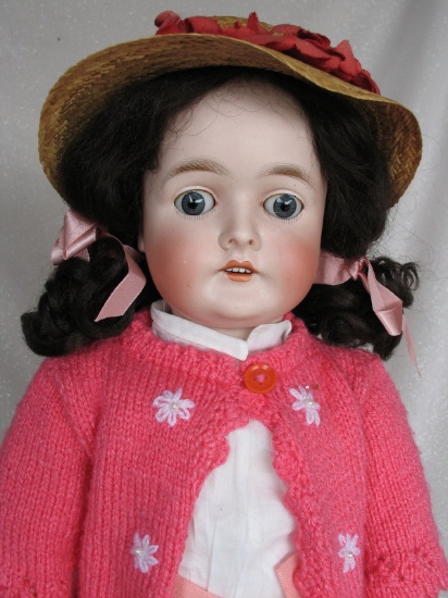 German Armand Marseille "Queen Louise" c1900s bisque doll 26" (66cm). Blue