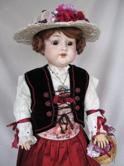 Bisque Herm Steiner character child. Rare large size 24" (61cm). Brown glas