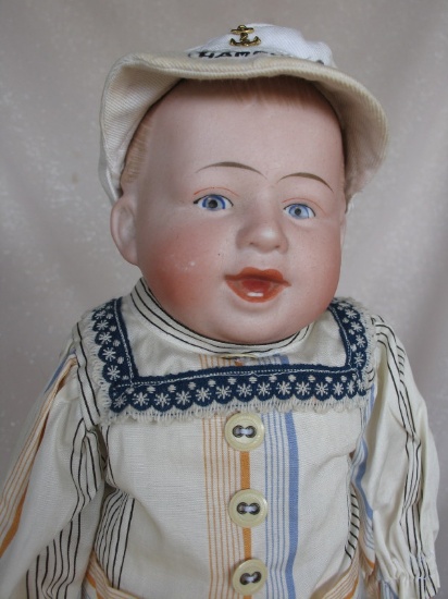 German Gebruder Knoch "Laughing Child" bisque shoulder head 17" (43cm) c191
