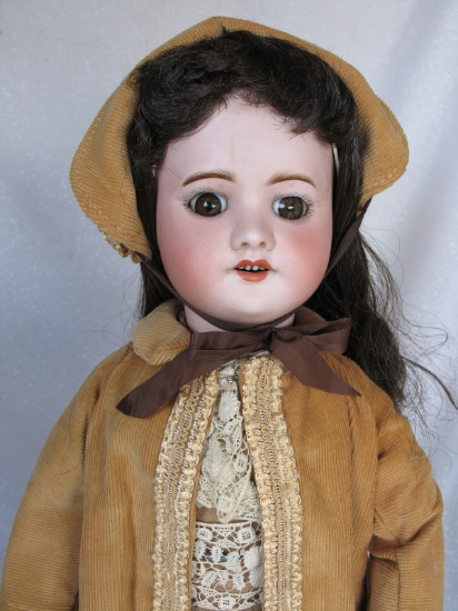 Bisque French S.F.B.J. 60 Bebe 23" (58.5cm) c1900s. Brown glass sleeping ey